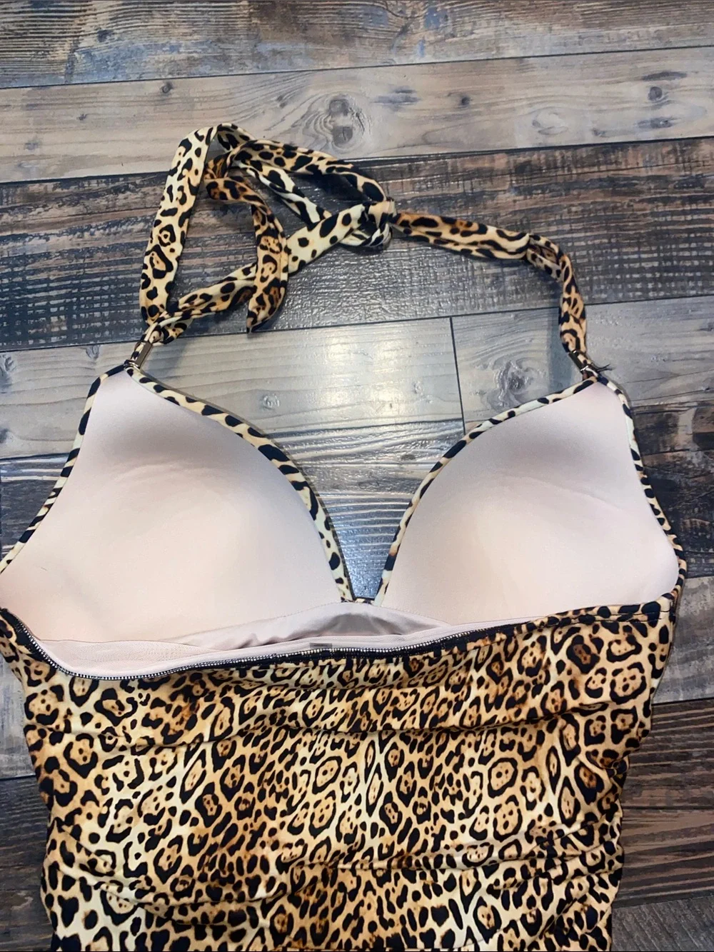 Victoria's Secret Leopard Print One-Piece Swimsuit in Tan and Black